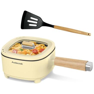 Imagem de Audecook Hot Pot Electric 2L e Frigideira Antiaderente de Cerâmica 8 Polegadas - Cooker Portátil para Macarrão, Bife, Arroz Frito, Aveia e