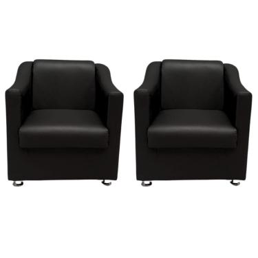 Imagem de Kit 2 Poltronas Decorativas Sofia Para Salão Consultório Corino Corano Bege
