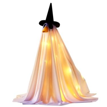 Imagem de EKOREST Roupas de ganso fantasma para estátua de gramado de 58 cm, fantasia assustadora para estátua de plástico/cimento, roupas de escultura sazonal para jardim, pátio, casa, aquecimento de casa