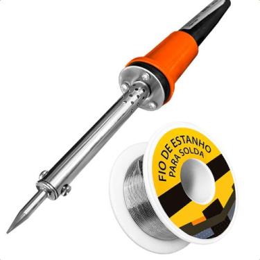 Imagem de Ferro De Solda Ponta Fina 30w 220v + Estanho 30g Soldagem Profissional