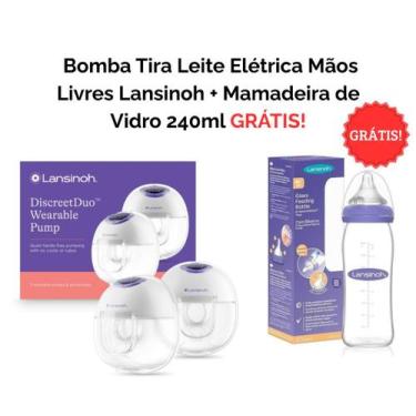 Imagem de Bomba Tira Leite Dupla Elétrica Mãos Livres Lansinoh com Mamadeira de 