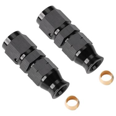 Imagem de Podavelle 4AN fêmea alargador para tubo de combustível de 1/4 polegada conector de encaixe reto alumínio preto 2 peças