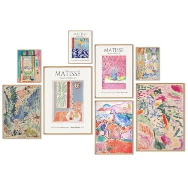 Imagem de uniro Matisse Impressões de arte de parede, decoração de parede eclética de Matisse, pôsteres de exposição de Henri Matisse para estética de cômodos, pinturas em tela de galeria vintage abstratas minimalistas, decoração eclética maximalista para galeria, quarto, sala de estar | sem moldura
