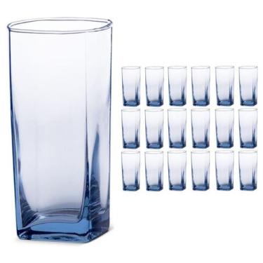 Imagem de Copo Vidro 320ml (Suco, água) BALI SOLID kit com 18 Azul - Casa Linda