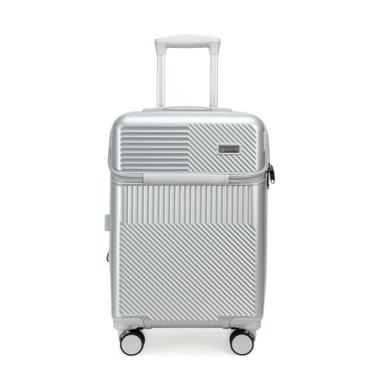 Imagem de Mala De Viagem Bordo Bagagem 10kg De Mão Rígida 360 Anac USB Cadeado (Prateado)