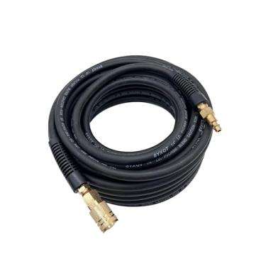 Imagem de SYXQT Mangueira de ar híbrida de 1/10.2 cm x 1,5 m, resistente a 300 PSI, leve, resistente a dobras, flexibilidade para todos os climas com conexões de ar industrial de 1/10.2 cm e restritores de