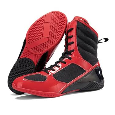 Imagem de Calçados Masculinos para Boxe e Luta Livre - Calçados Confortáveis Boxe Fitness, Cano Alto para Competições de Fisiculturismo e Botas Esportivas