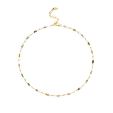 Imagem de Colar feminino dourado azul, verde, roxo, âmbar, natureza, pedra preciosa, quartzo, cristal de quartzo, pedra curativa, totalmente ajustável, para mulheres, da SNGIA, cordão colorido, com contas