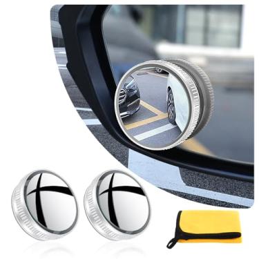 Imagem de 2 peças de espelho convexo com ventosa de sucção, espelho lateral ajustável de 360° usado no espelho de carro, espelho de olho de peixe HD universal, acessórios de espelho de carro adequados para