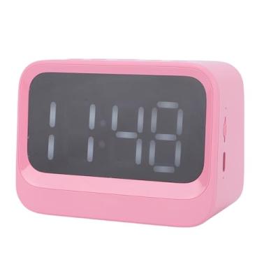 Imagem de Serounder Alarmes Digitais Pequenos Com Alto -falante BT, Relógio Digital Sem Fio Com Exibição de LED Suporta Dual Alarm Tipo C Recarregável 1200mAh MP3 Player para Quarto (Rosa)