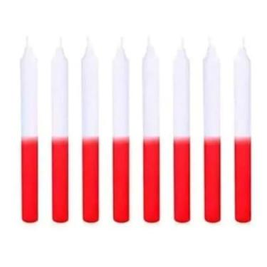 Imagem de Velas Palito Bicolor 16cm, Kit 36 Unidades, Parafina Pura - Cores na Variação (Branca e Vermelha)