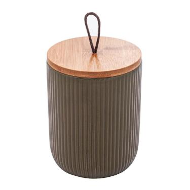 Imagem de Pote Hermético Cerâmica Tampa Bambu Verde 12,5Cm - Lyor 2665