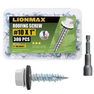 Imagem de Parafusos de telhado de metal LIONMAX 10 x 1 polegada 300-PCS brancos