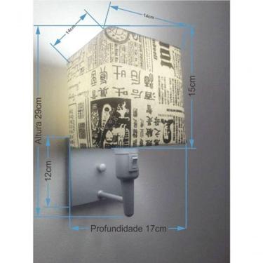 Imagem de Arandela Quadrada Md-2019 Cinza C- Inter Liga E Desl Cúpula Em Tecido Ny-jornal - Bivolt