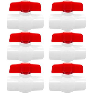 Imagem de YSIL 6 peças de válvula de esfera de PVC de 2,5 cm soquete de válvula de esfera de fechamento deslizante com alça em T de fácil rotação para irrigação de irrigação linhas de água de encanamento