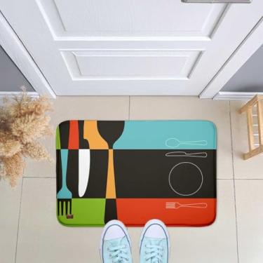 Imagem de Tapete de Porta Entrada, Sala, Quarto Emborrachado Decorativo Cozinha Colorida 40x60