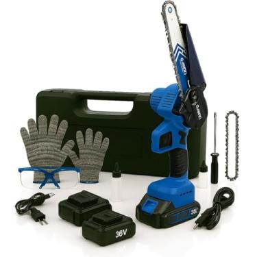 Imagem de Mini Motosserra Elétrica Portátil 6″ Sem Fio, Bateria 36V – Para Poda/Jardinagem, Corte de Galhos e Madeira