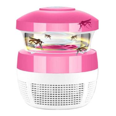 Imagem de Armadilha Coletor Elétrico Pega Mosquitos Portátil Led Noturno Aspirador Insetos Doméstico Bivolt Rosa
