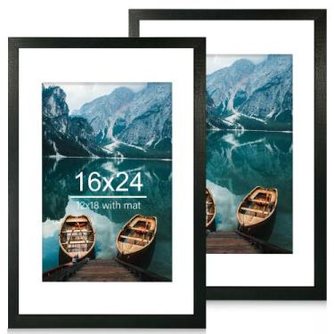 Imagem de Conjunto de molduras Hongkee Rustic Black Wood 16x24cm com acrílico