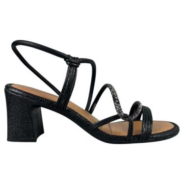 Imagem de Sandália Feminina Salto Bloco Mississipi Tiras com Brilho (Preto, BR, Adulto, Numérico, 34)