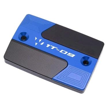 Imagem de Acessórios CNC para motocicleta, tampa do reservatório de fluido de freio dianteiro traseiro compatível com Y&AMAHA MT09 MT-09 FZ09 2015-2019 2020 (capa frontal azul)