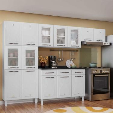 Imagem de Cozinha Completa em Aço Star New 14 Portas 3 Gavetas com Vidro Branco - Telasul