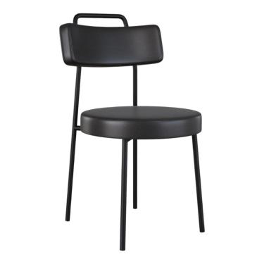 Imagem de Cadeira Sala de Jantar Kobe Estofada com Encosto Couríssimo Preto - Abmaza