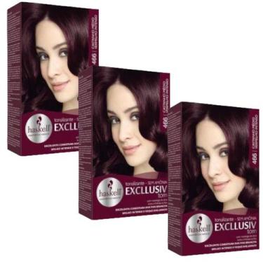 Imagem de Kit 3 TONALIZANTE HASKELL 466 CASTANHO MEDIO VERMELHO INTENSO