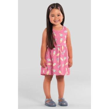 Imagem de Vestido infantil menina de sorvete Brandili, 6, Rosa