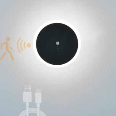 Imagem de Luminária de parede LED Luminária de parede recarregável USB Luminária de parede com interruptor de sensor de movimento Iluminação de parede Luz de teto operada por bateria para quarto Sala