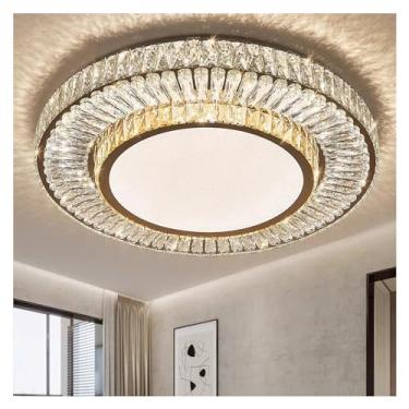 Imagem de Lustre luxuoso, luminária de teto LED moderna, decoração de luxo para casa, iluminação de cristal, dourado, regulável com controle remoto, sala de estar, quarto, tricolor, diâmetro de 80 cm