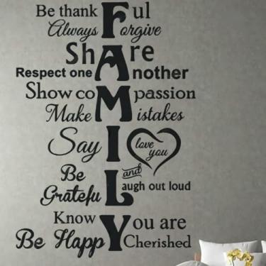 Imagem de Inspiring Family Rules: Happy Love Laugh Adesivos de parede autoadesivos removíveis 80 x 117 cm