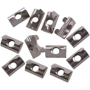 Imagem de PZRT Pacote com 12 porcas Roll In Spring M5 T, série 3030/4040 universal com folha de mola, banhado a níquel de aço carbono para perfil de alumínio de 8 mm, M5