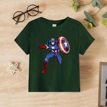 Imagem de Camiseta infantil personagens - Capitão América , Verde musgo, 12