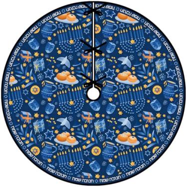 Imagem de Saia de árvore de Hanukkah, 121 cm, colar de árvore de Chanucá, festival de luzes, decoração de estrela de Davi, decorações felizes de Hanukkah para festas em casa