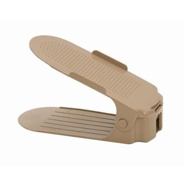 Imagem de Kit Com 12 Organizadores De Sapatos Na Cor Bege - Com Regulagem De Altura Para TêNis E Saltos, Organizador Para ArmáRio Elegante