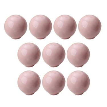 Imagem de Pacote com 6 puxadores de cômoda rosa puxadores de armário de cerâmica de 3,3 cm fofos puxadores coloridos de orifício único para gaveta 33 mm alças redondas de armário para quarto infantil cozinha