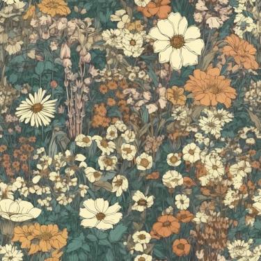 Imagem de YENHOME Papel de parede floral de flores silvestres de 43 x 39 cm, papel de parede vintage verde descascar e colar