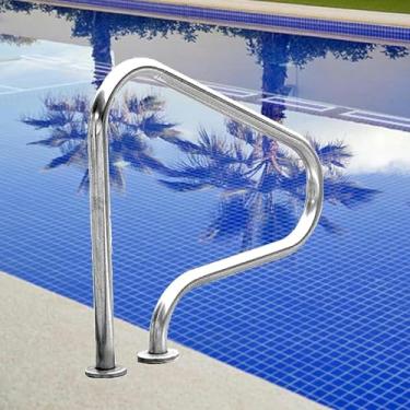Imagem de Corrimãos de piscina, trilho de escada de piscina, trilho de mão, para piscinas no solo, prata à prova de ferrugem