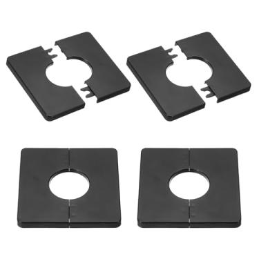 Imagem de PATIKIL Flange de parede 86 mm / 3,4" OD, 4 peças capa de placa de escudo quadrado PPR placas de cobertura de encanamento com fita autoadesiva para torneira de tubo de água de 33 mm / 1,3" de diâmetro