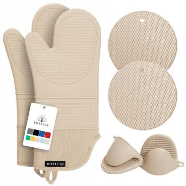 Imagem de Conjunto de luvas de forno e porta-panelas Rorecay Silicone 500 C 6 un