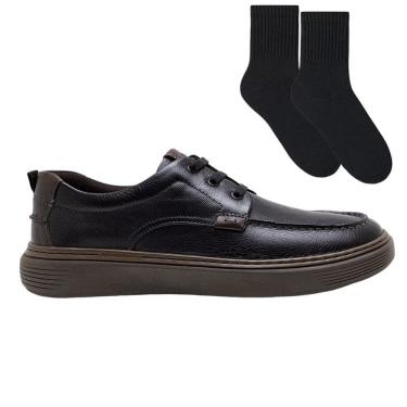 Imagem de Kit Sapatênis Democrata Denim Clash Masculino + Par de Meia