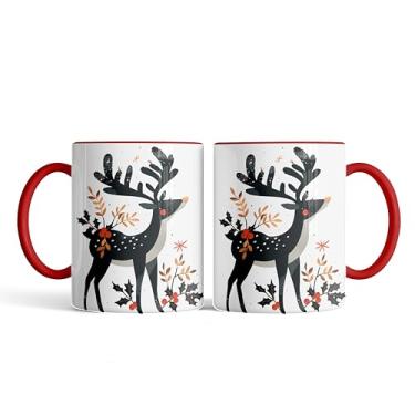 Imagem de Caneca xicara porcelana Natal rena preta 25EI (branco)