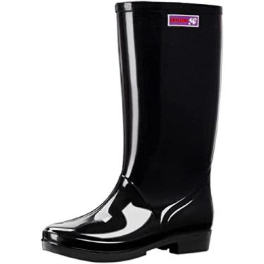 Imagem de Botas de chuva femininas cano médio botas de chuva galochas, Z01 preto, 6.5