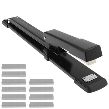 Imagem de Grampeador de metal longo para serviço médio, capacidade de encadernação de várias páginas, grampeador de serviço médio, máquina de costura para economia de trabalho (preto)