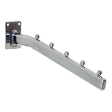 Imagem de 2X Cabide Suporte Arara Cromado Rt Curvo De 30Cm Para Parede