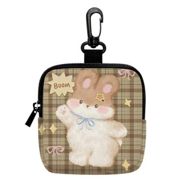 Imagem de Porta-chaves mini porta-moedas, bolsa multifuncional para chaves, moedas, fone de ouvido, batom, porta-cartão, organizador de cabos de dados, bolsa com zíper, marrom claro, acessórios para bolsa