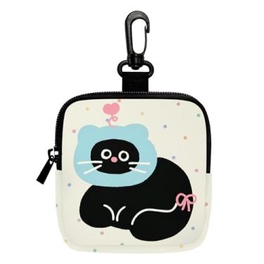 Imagem de Porta-chaves mini porta-moedas, bolsa multifuncional para chaves, moedas, fone de ouvido, batom, porta-cartões, organizador de cabos de dados, bolsa com zíper, bolsa adorável com estampa de pontos