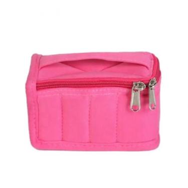 Imagem de Caixa organizadora de cosméticos com 8 grades de óleos essenciais de grande capacidade, leve, portátil, óleos essenciais (rosa)