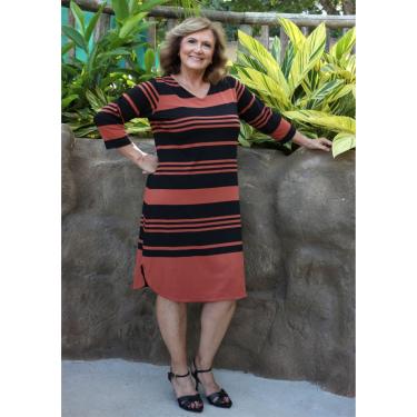 Imagem de Vestido 3/4 Pau a Pique Listrado Preto